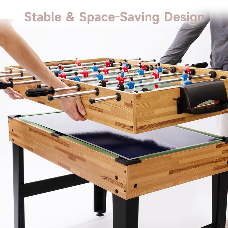 SUPTERON 13-in-1 Combo Game Table Set for Home with Football, Air Hockey, Billiards, Ping Pong, Shuffleboard, Chess, Checkers, Bowling, Backgammon, Horseshoe Cast Puzzle, Dominoes, Ring toss, Cards