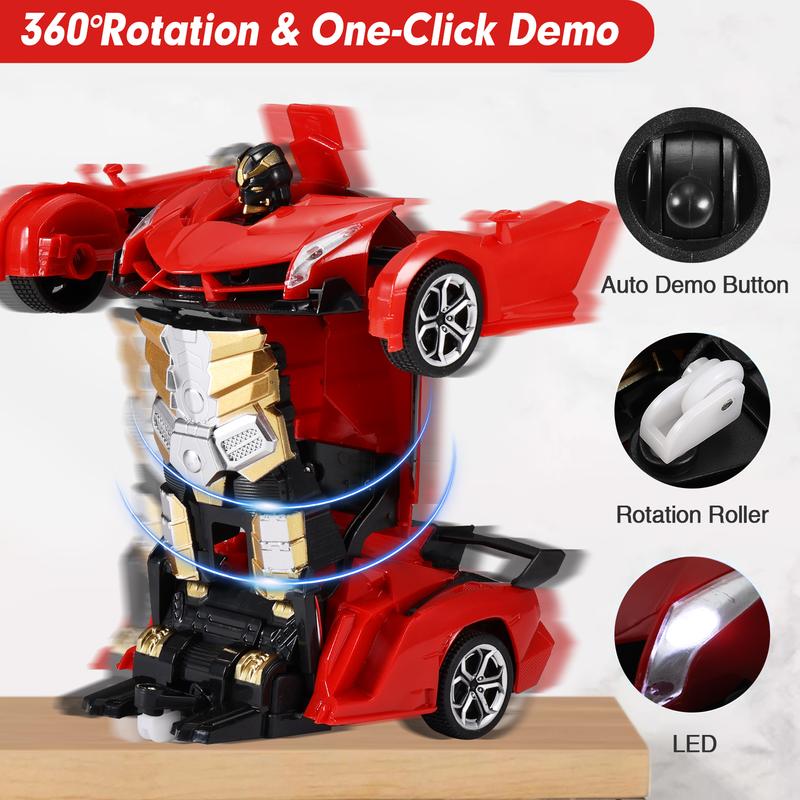 Transform Remote Control Car Robot Toy, 2.4Ghz 1:18 Scale Remote Control Car Transforming Vehicle Robot One-Button Deformation 360° Rotation rc car