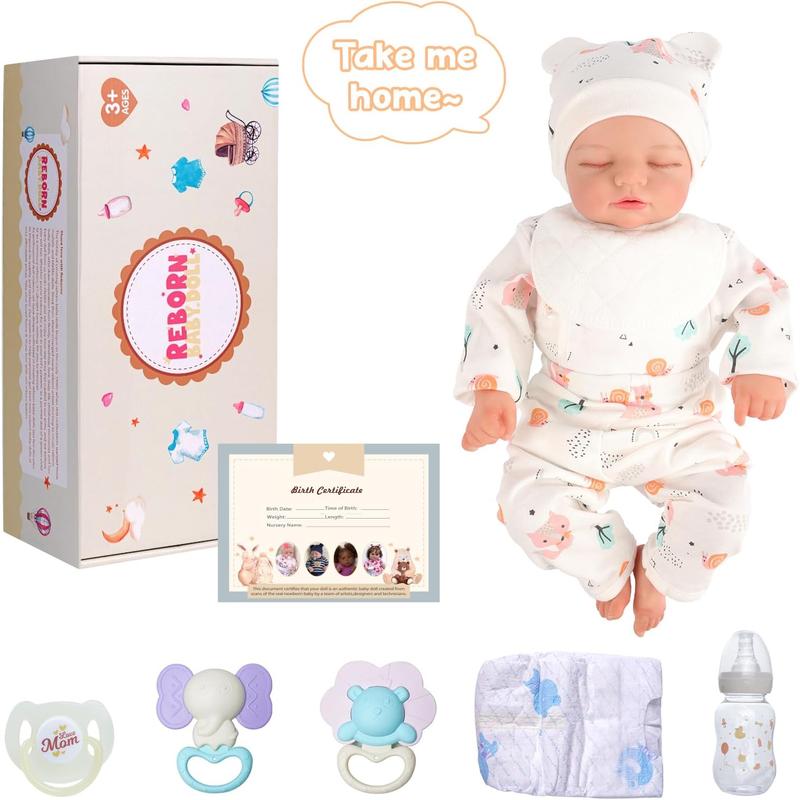 BABESIDE Lifelike Reborn Baby Dolls Gril Peach - 17inch Soft Body Realistic- Newborn Baby Dolls Real Life Baby Dolls Sleeping with Gift Box for Kids Age 3+