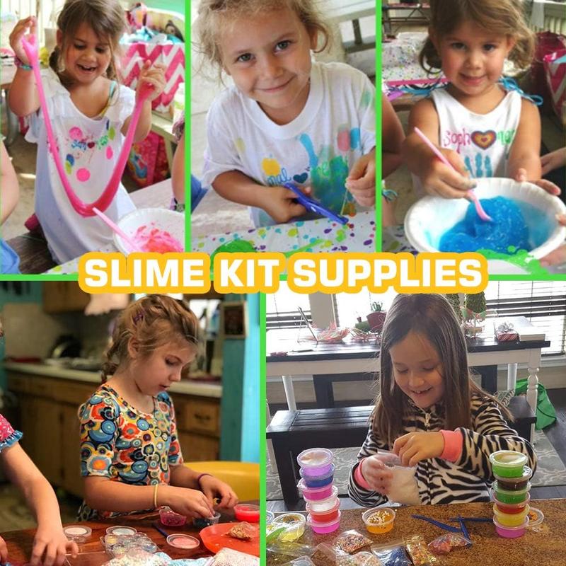 126 Pcs DIY Slime Making Kit for Girls Boys - Birthday Idea for Kids Age 5+. Ultimate Slime Supplies Include 28 Crystal Slime, 2 Glow in The Dark Powder, 48 Bottle Glitter Jar etc.