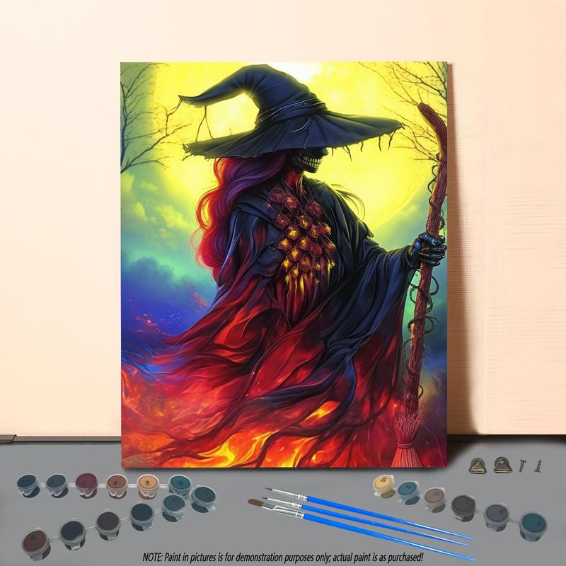 Witch Pattern Painting by Numbers Kit, 1 Set DIY Paint by Numbers Kit without Frame, DIY Wall Art Painting for Home Bedroom Living Room Decor