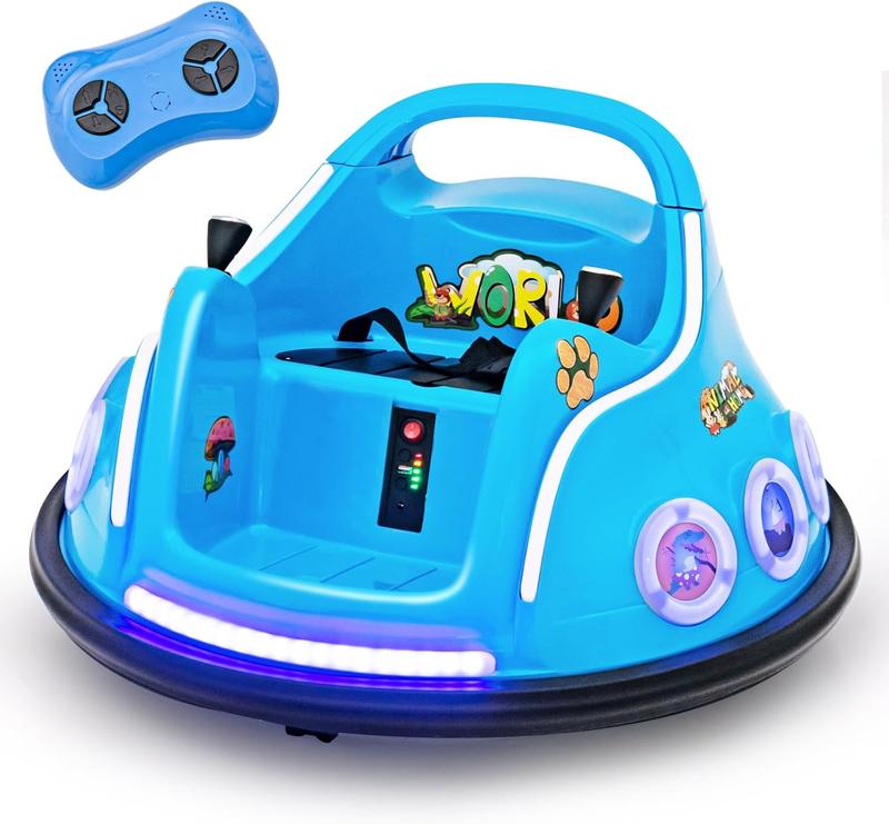 [LiveOnly] 12V  Bumper Car, Battery Powered Ride on Bumper Car, Dual Joysticks, Flashing LED Light & Music,360 Degree Spin, Electric Vehicle Ride on Toys w Remote Control