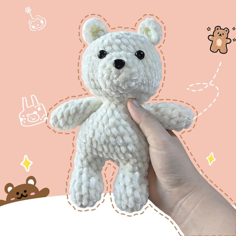 Cute Bear Design Crochet Kit, 1 Set Crochet Starter Kit, Crochet Starter Kit for Beginners, DIY Knitting Supplies