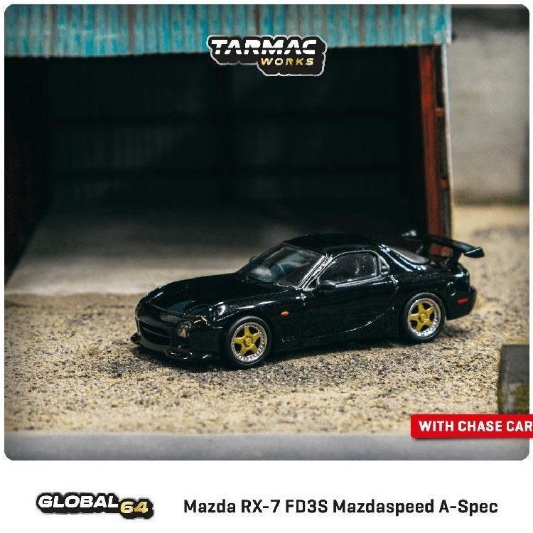 Tarmac Works 1:64 Mazda RX-7 FD3S Mazdaspeed A-Spec – Brilliant Black- Global 64 Model Car