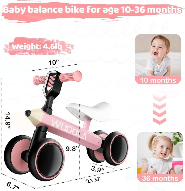 Baby Balance Bike for 1 Year Old, Birthday Gifts for Boys and Girls, No Pedal 4 Silence Wheels & Soft Seat First Bike, Baby Sports,Christmas Gift