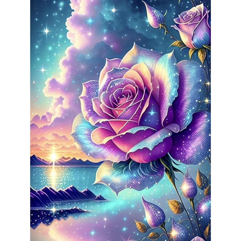 DIY Rose Diamond Painting Kits for Adults - Sunset 5D Diamond Art Kits, Full Drill Diamond Painting Kits, Gem Arts and Crafts for Beginner Home Wall Decor 12X16in