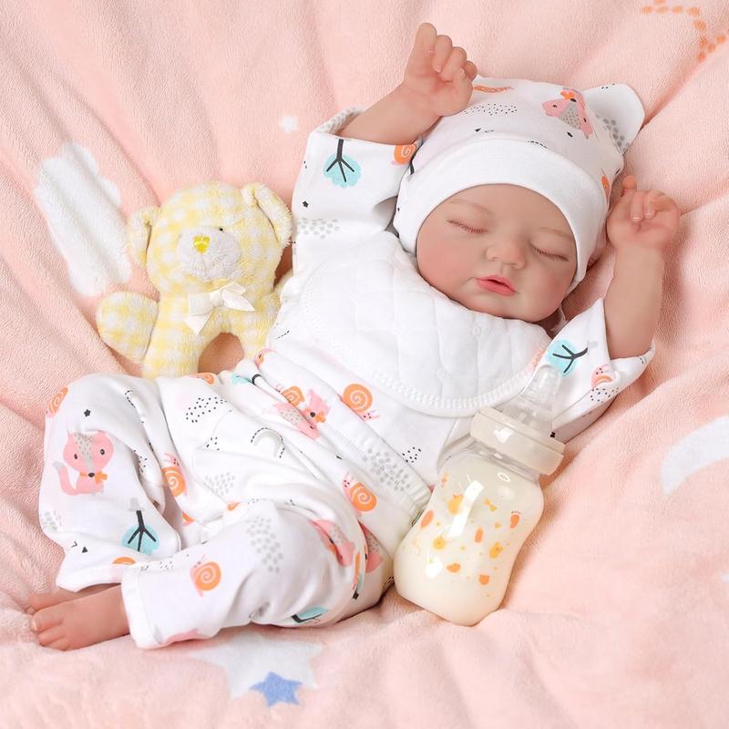 BABESIDE Lifelike Reborn Baby Dolls Gril Peach - 17inch Soft Body Realistic- Newborn Baby Dolls Real Life Baby Dolls Sleeping with Gift Box for Kids Age 3+