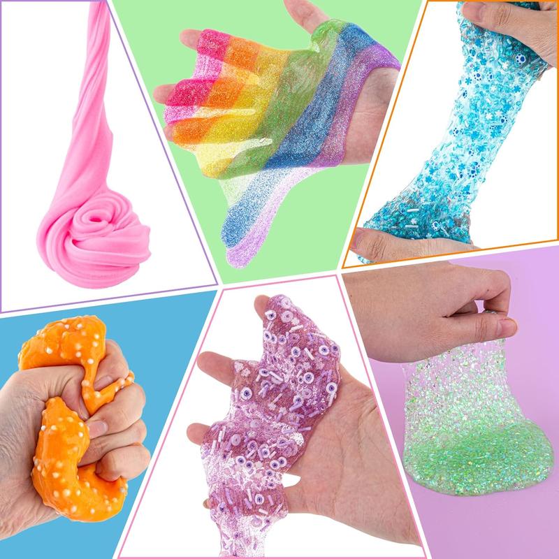 Crystal Clear DIY Slime Making Kit 36 Sets Add-ins, Rainbow Slime BuckeSlime Party Favors Birthday Christmas  Easter Halloween Gift