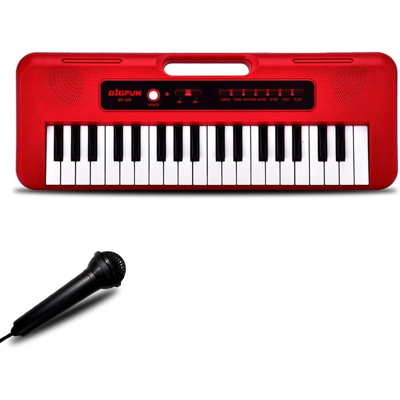 Piano Keyboard for , 37  Portable  Piano for  with Microphone - Music Keyboard Piano Toys for  6 7 8 9 Year Old Boys and Girls (Red)