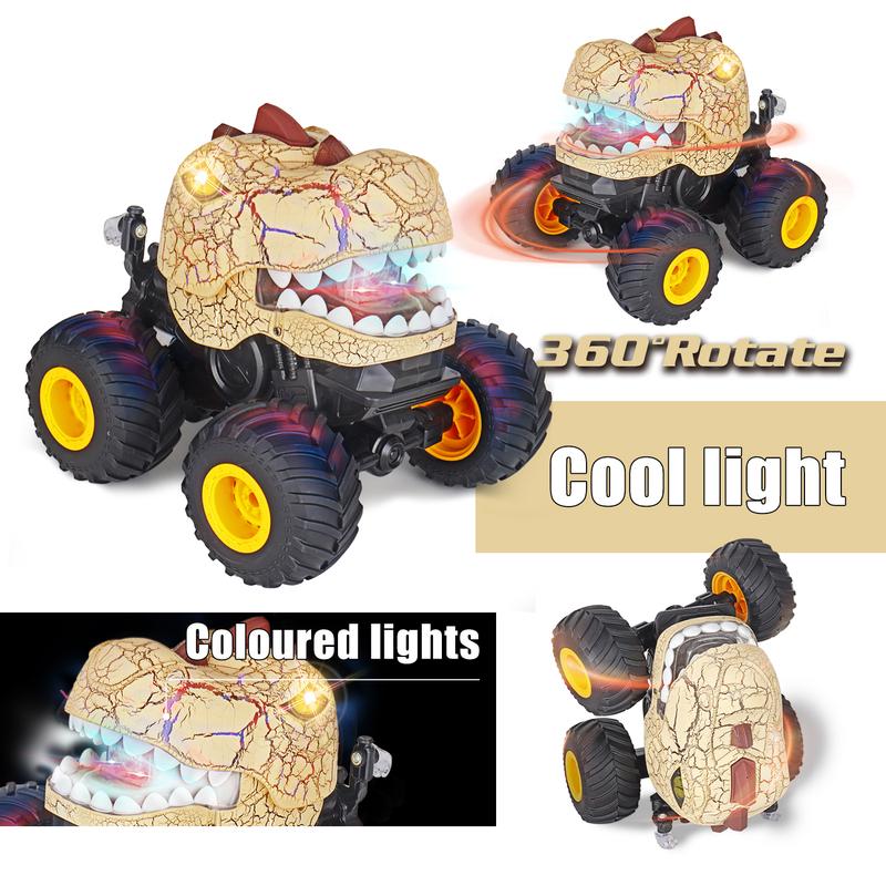 Dinosaur Remote Control Car, Light & Sound,360° Rotating RC Car Dinosaur Truck Toys with Spray,Remote Control Car,RC Truck,2.4GHz All Terrain RC Cars for Boys Age 4-7, Birthday Gifts for Kids 3-5 6 7 8-12 All Terrain Indoor Outdoor