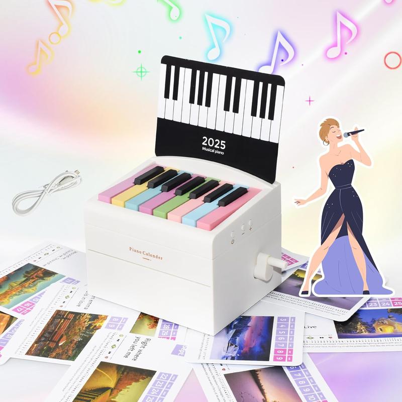 Rechargeable Playable Piano Calendar 2025– 52 Songs, Mini Piano with Sheet Music & 28 Cards, Ultimate Christmas Gift for Music Lovers, Family & Friends