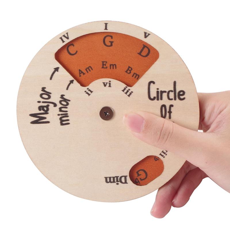 Wooden Circle Of Fifths Wheel, Rotatable Chord Wheel, Wooden Instrument Music Theory Learning Tool, Music Accessories for Guitar, Bass, Piano, Violin