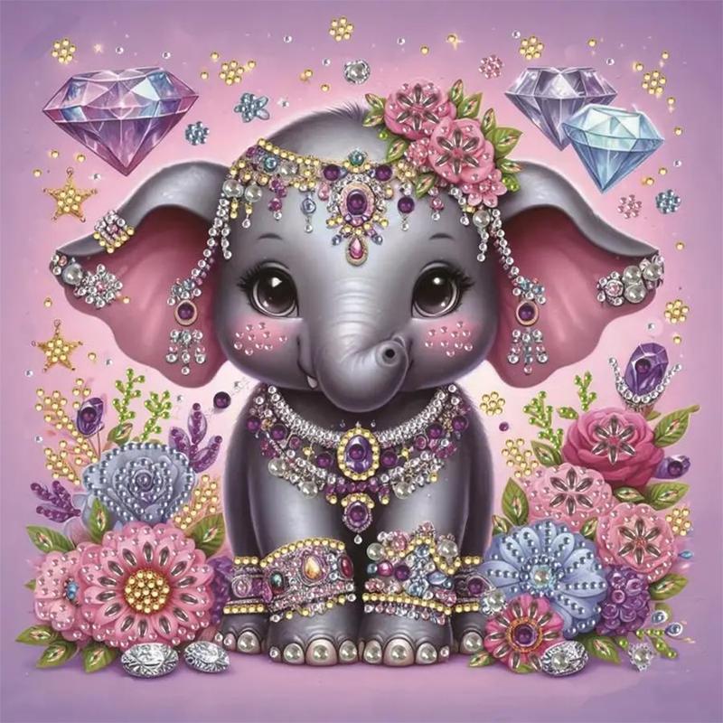 Elephant Pattern DIY Diamond Art Painting Without Frame, DIY 5D Diamond Arts Painting Kit, Wall Art Decor For Home Living Room Bedroom