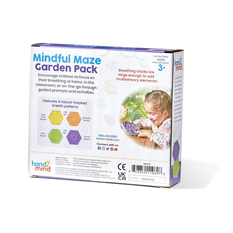 hand2mind Mindful Maze Garden Pack, Finger Labyrinth for Kids, Mindfulness for Kids, Sensory Play Therapy Toys, Calm Down Corner Supplies, Social Emotional Learning Activities (Set of 2)