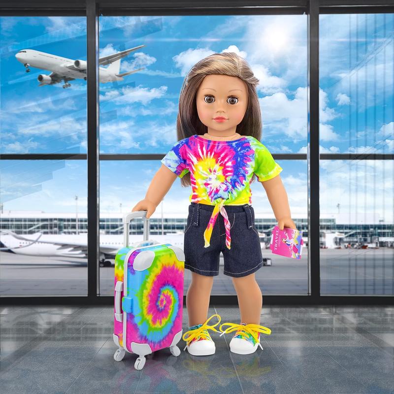 23 Pcs 18 Inch Girl Doll Accessories Suitcase Travel Luggage Game Set - Including Suitcase, Clothes, Shoes, Backpack ect(No Doll)