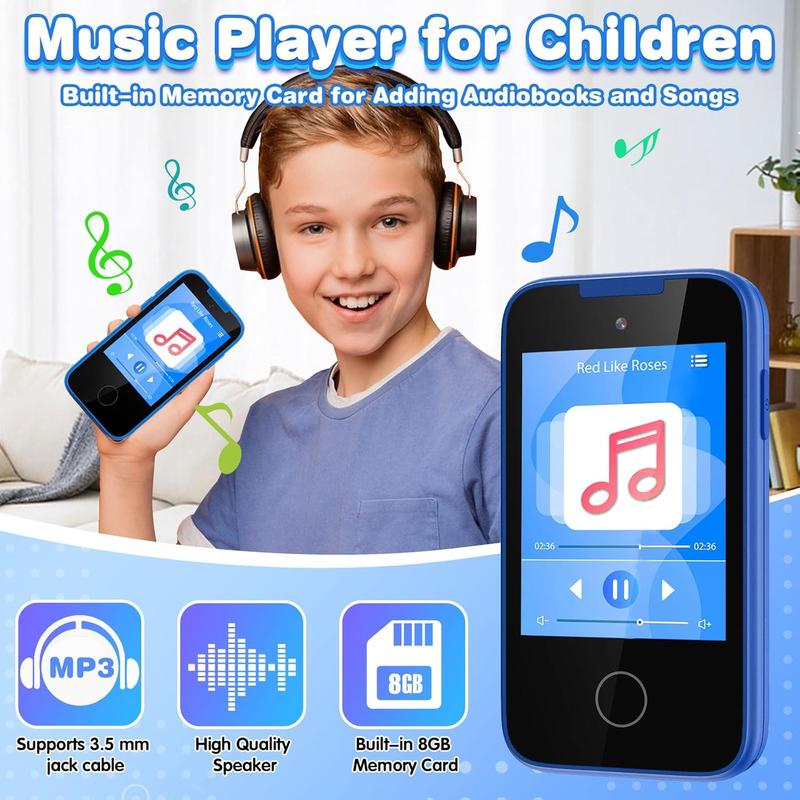 Kids Phone Gifts and Toys for 3-8 Year Olds Boys, Toy Phone with Dual Camera, MP3 Music Player, Games, Habit Tracker Touchscreen Toddler Phone Learning Toy Birthday Gifts for Girls Age 3 4 5 6 7 8