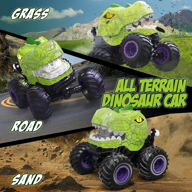 Dinosaur Remote Control Car, Light & Sound,360° Rotating RC Car Dinosaur Truck Toys with Spray,Remote Control Car,RC Truck,2.4GHz All Terrain RC Cars for Boys Age 4-7, Birthday Gifts for Kids 3-5 6 7 8-12 All Terrain Indoor Outdoor