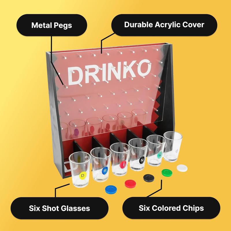 Drinko Adult Party Game | As seen on Jimmy Fallon | Based on TV Classic Plinko | Up to 6 Players | Board, 6x Glasses, 6x Chips by Fairly Odd Novelties