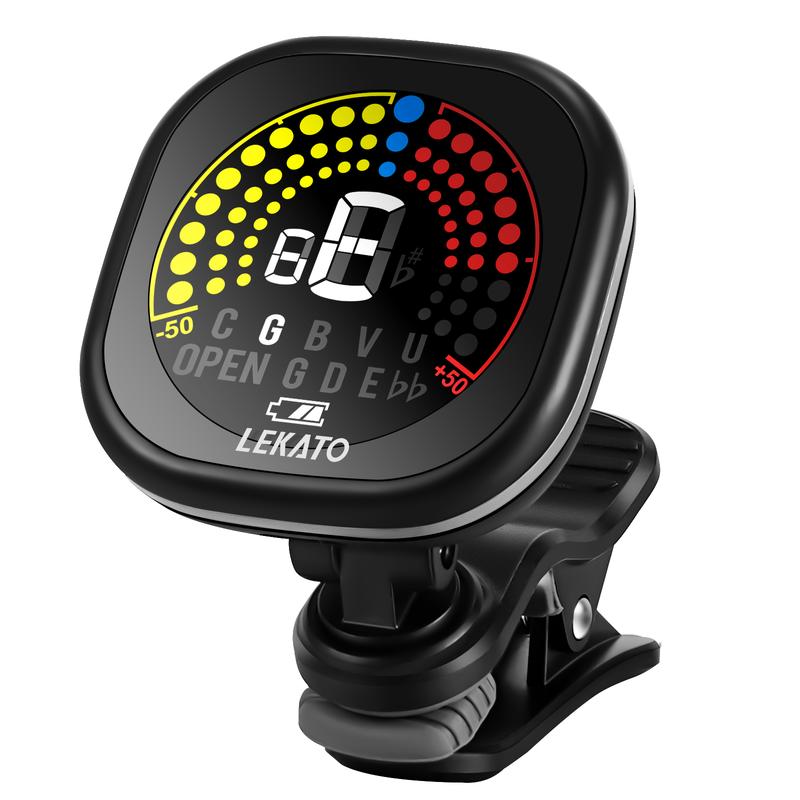 LEKATO WST-6800 Clip On Guitar Tuner Rechargeable, Tuner for Guitar, Bass, Ukulele, Violin & Chromatic Tuning Modes, Fast Accuratie Tuning, Super Bright Display to Read, for Professional Beginners