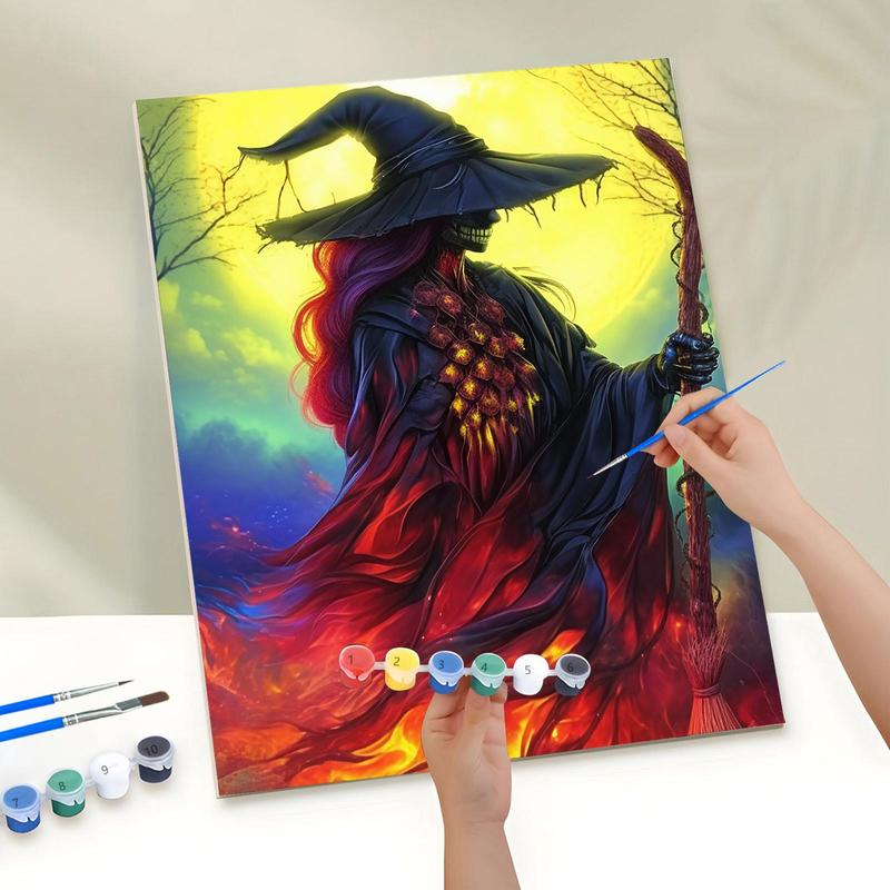 Witch Pattern Painting by Numbers Kit, 1 Set DIY Paint by Numbers Kit without Frame, DIY Wall Art Painting for Home Bedroom Living Room Decor