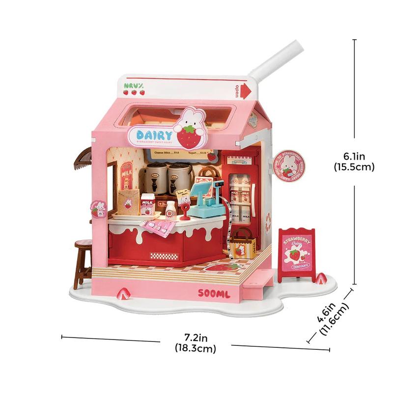 Rolife Food Box Shop DIY Miniature House Kit,DIY Mini House Building Miniature Kit Milkbox, Miniverse Lifestyle Bookshelf Decoration, Gifts Hobbies