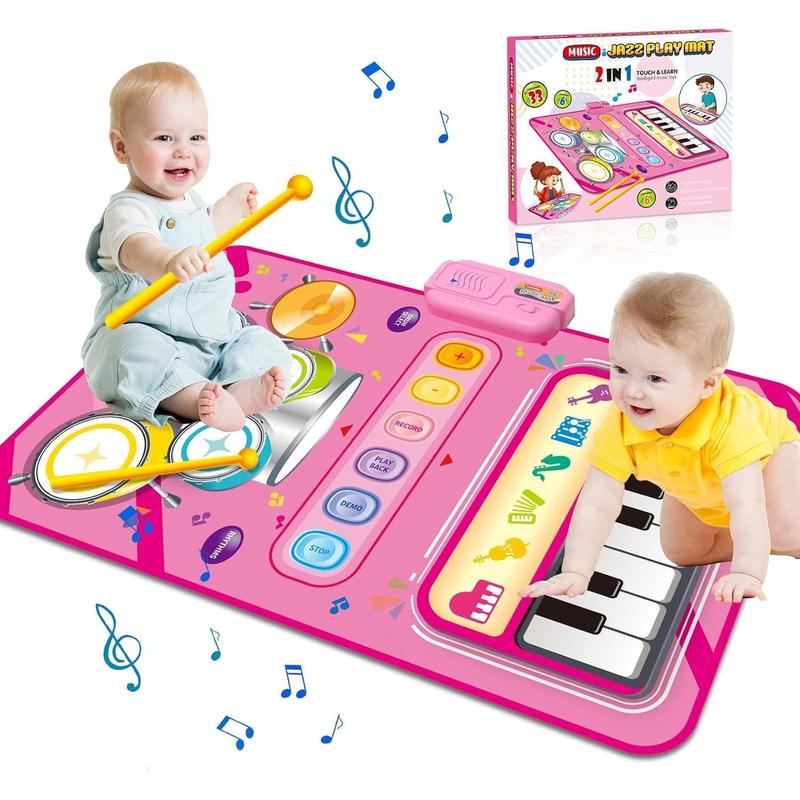 1 Year Old Girl Gifts, Piano Mat Kids Toys for 1 Year Old Girl, 2 in 1  Music Mat with Keyboard & Drum, Early Educational Musical Toys First Birthday Christmas Gifts