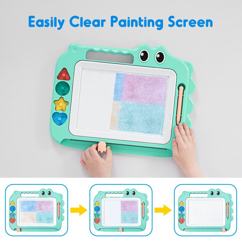 SGILE Magnetic Drawing Board for Early Learning, Color Erasable Doodle Writing Pad Gift for Baby Girls Boys, Painting Sketch Pad with Four Stamps