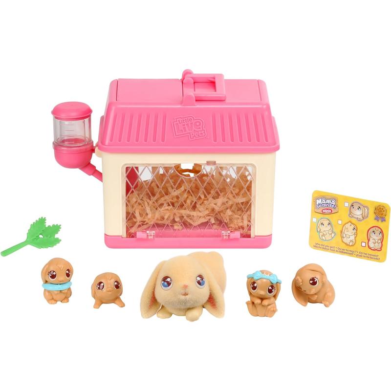 Little Live Pets - Mama Surprise Minis. Feed and Nurture a Lil' Bunny inside Their Hutch so She Can Be a Mama. She Has 2, 3, or 4 Babies with Surprise Accessories to Dress up the Babies Little Live Pets