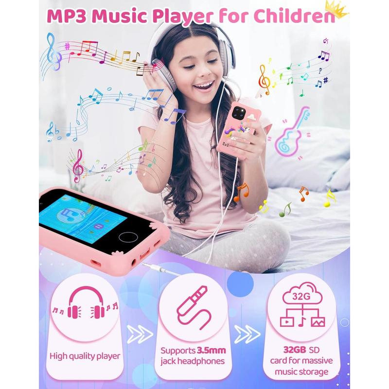 Upgrade Kids Phone Toys for 3 4 5 6 Year Old Girls and Boys, Toddler Emulated Touchscreen Smartphone with No Calls, No Internet, Christmas Birthday Gifts for Kids Ages 3-8 (Pink)