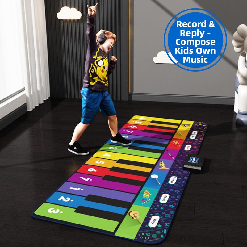 SUNLIN 6 ft. Giant Floor Piano Mat for Kids & Toddlers, Giant Piano Mat, 24 Keys, 10 Built in Songs, 8 Instrument Sounds, Record & Playback, Song Booklet, Musical Toy Gift for Boys & Girls Age 3 4 5 6 7 8 9