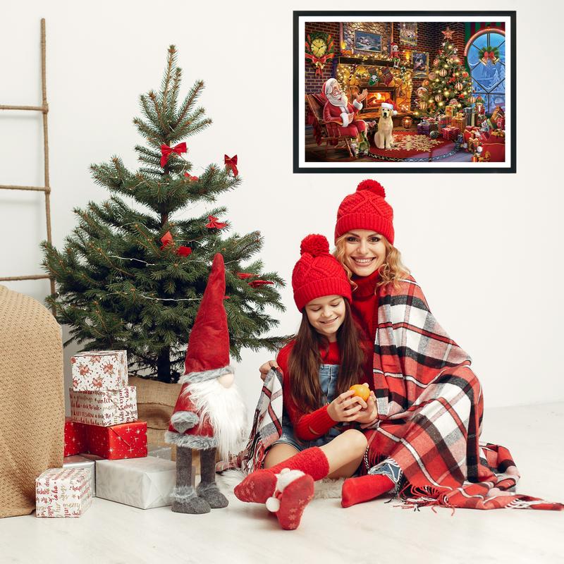 Christmas Puzzles for Adults 1000 Pieces, Santa Claus Giving Gifts Jigsaw Puzzle for Kids Family Holiday Challenging Puzzle Perfect for Game Nights Finished Size 26.7