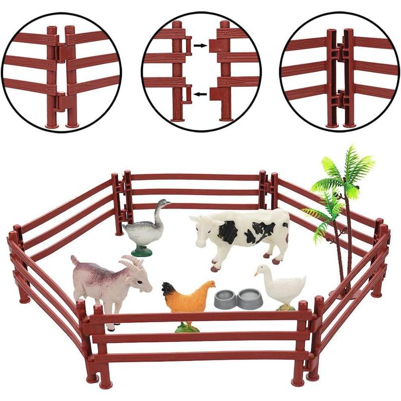 Realistic Farm Animal Figures Toys, 44 Pcs Plastic Farm Figurines Playset Includes Fences Mini Farm Animal Cake Topper Learning Toy Set for   s & Toddlers