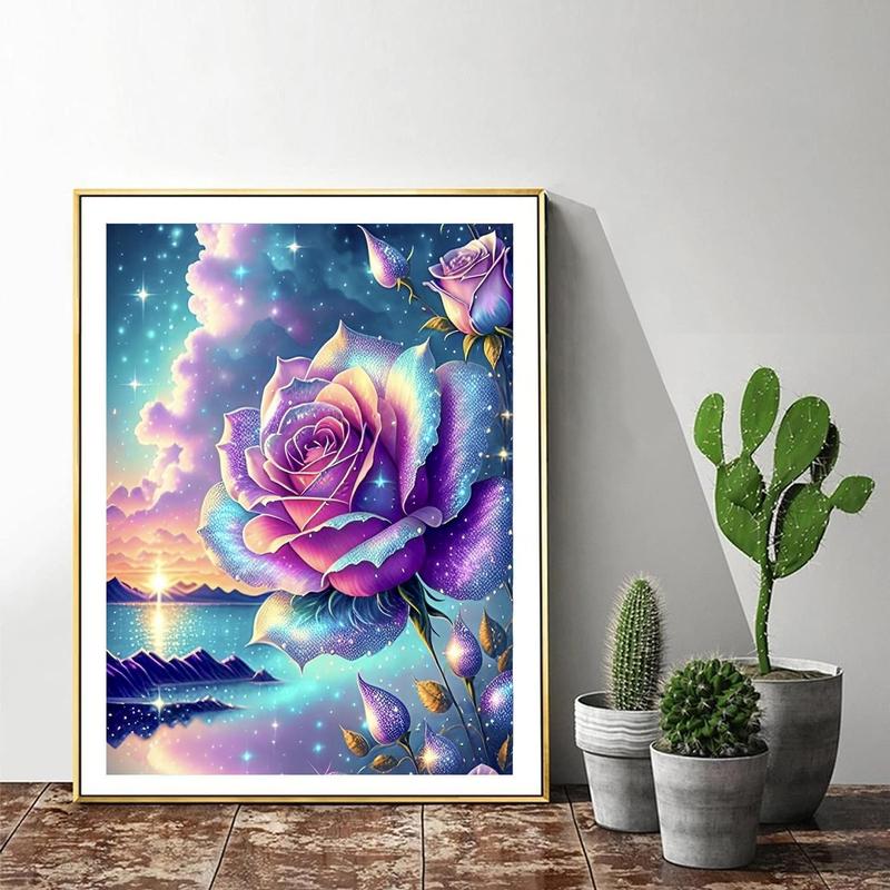 DIY Rose Diamond Painting Kits for Adults - Sunset 5D Diamond Art Kits, Full Drill Diamond Painting Kits, Gem Arts and Crafts for Beginner Home Wall Decor 12X16in