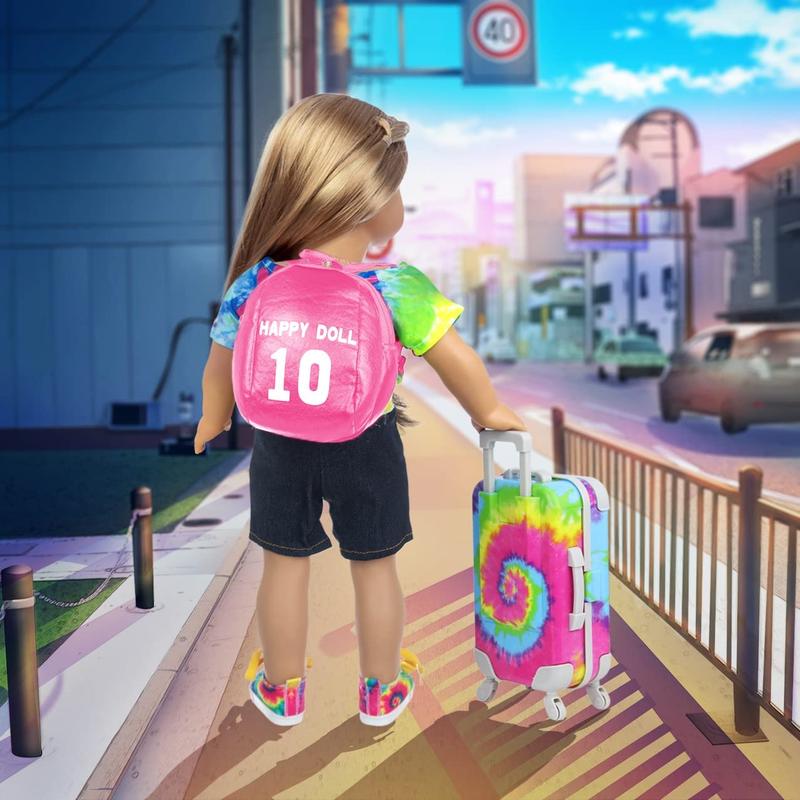 23 Pcs 18 Inch Girl Doll Accessories Suitcase Travel Luggage Game Set - Including Suitcase, Clothes, Shoes, Backpack ect(No Doll)