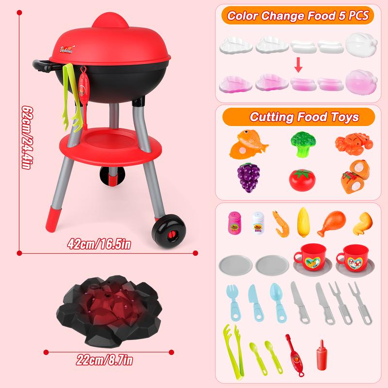 deAO BBQ Grill Toy Set Cooking Toy Set, Kitchen Toy Set, Grill Playset Interactive BBQ Toy Set