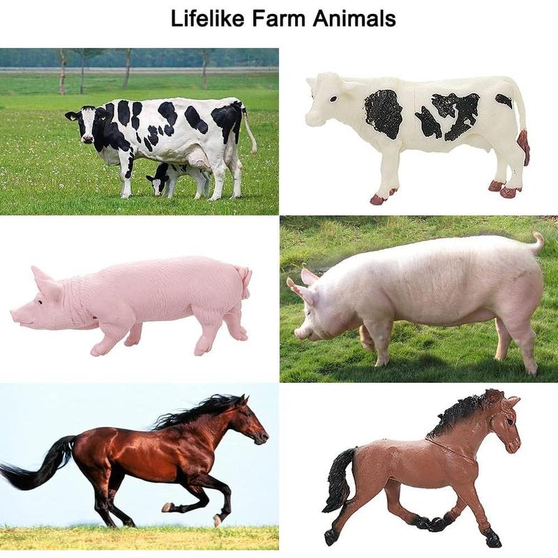 Realistic Farm Animal Figures Toys, 44 Pcs Plastic Farm Figurines Playset Includes Fences Mini Farm Animal Cake Topper Learning Toy Set for   s & Toddlers