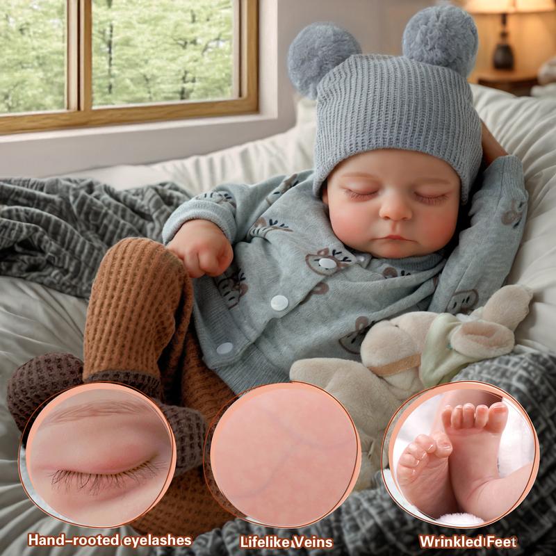 Lifelike Reborn Baby Dolls Boy - 17-Inch Soft Body Realistic-Newborn Full Body Vinyl Anatomically Correct Real Life Baby Dolls with Toy Accessories for Kids Age 3 4 5 6 7 +