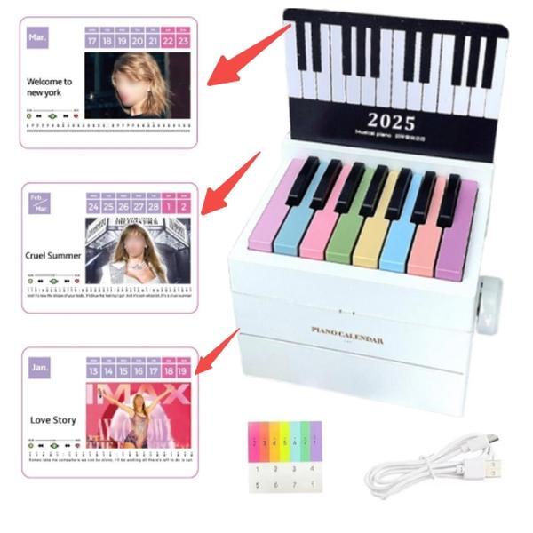 Rechargeable Playable Piano Calendar 2025– 52 Songs, Mini Piano with Sheet Music & 28 Cards, Ultimate Christmas Gift for Music Lovers, Family & Friends