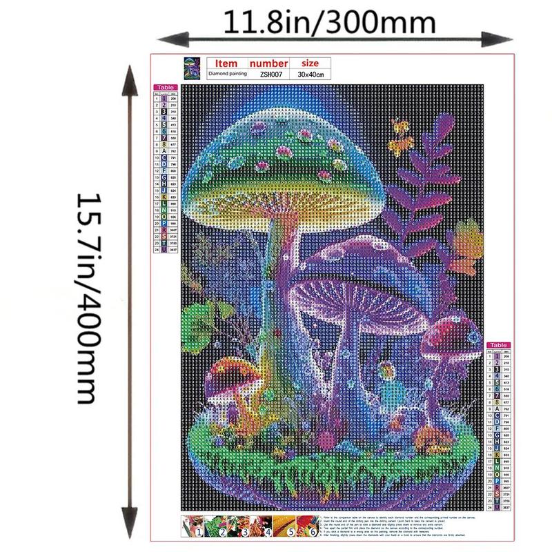 Mushroom Pattern DIY Paint in Diamond Kit, 1 Count DIY Paint in Diamond by Numbers Kit, Creative Wall Art Decor, Wall Art Home Decor