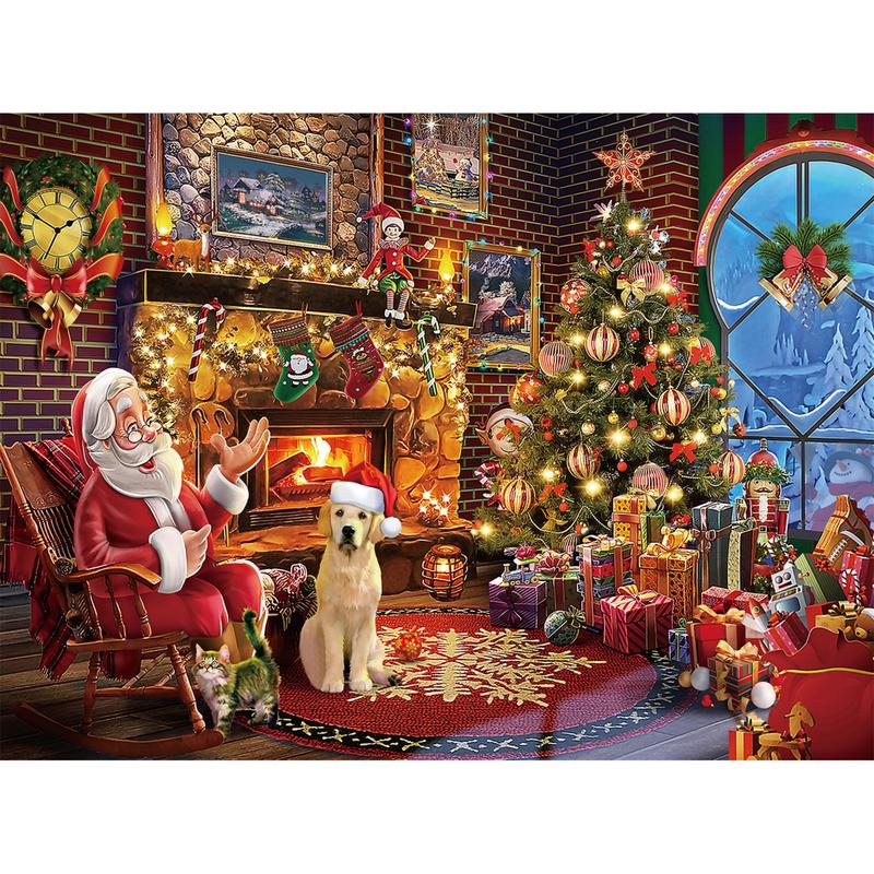 Christmas Puzzles for Adults 1000 Pieces, Santa Claus Giving Gifts Jigsaw Puzzle for Kids Family Holiday Challenging Puzzle Perfect for Game Nights Finished Size 26.7