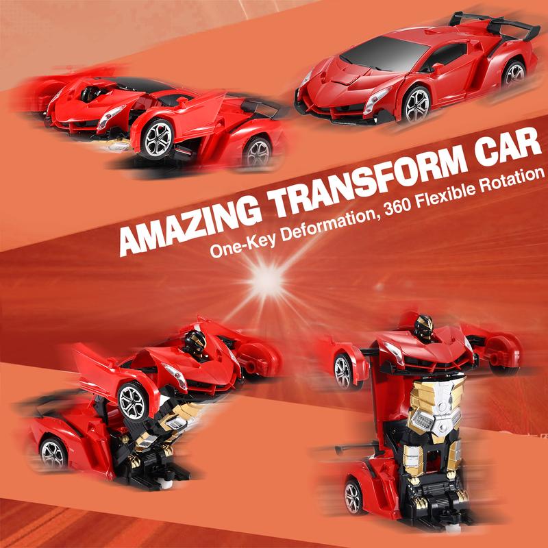 Transform Remote Control Car Robot Toy, 2.4Ghz 1:18 Scale Remote Control Car Transforming Vehicle Robot One-Button Deformation 360° Rotation rc car