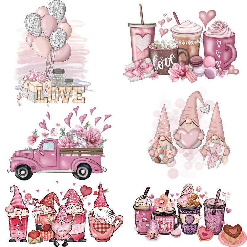 Creative Heat Transfer Decorations Stickers, 6 Counts set Cartoon Pattern Heat Transfer Sticker, DIY Materies Supplies for Clothes, Bag, Pillowcase