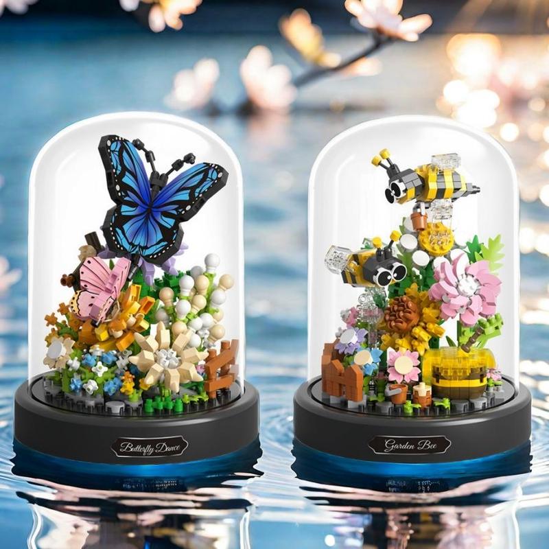 Flower Bouquet Butterfly Bee Design Building Blocks Toy (1 Box), Creative DIY Assembling Toy, Educational Toy, Gifts for Girlfriend, Birthday Gift, Toys for Grown Ups