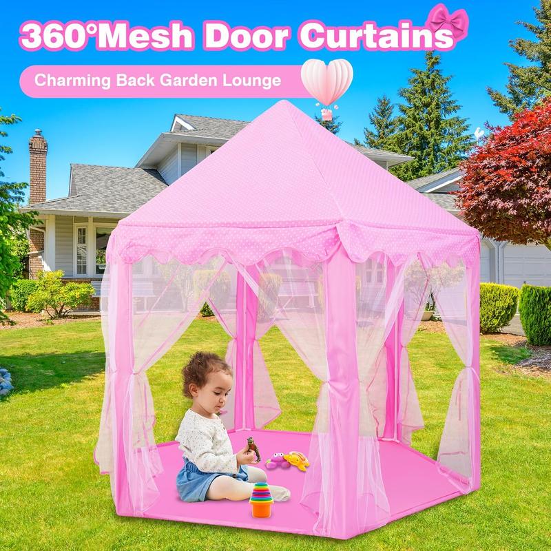 Christmas gift Princess Tent with LED Star Lights - Kids Castle Play Tent for Girls, 55.5