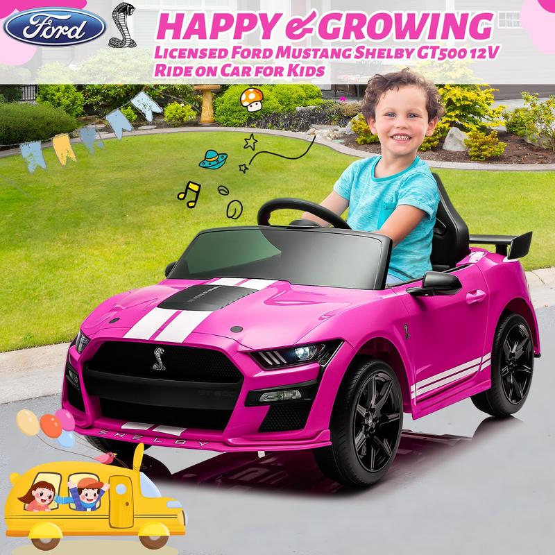 CoCLUB Ride on Toy Cars for Kids, 12V Ford Mustang Shelby Powered Ride on Truck Car with Remote Control, Electric Vehicle Car for kids Girl Boy 3-6 w Music, Bluetooth, LED Lights, 3 Speeds, 4 Wheelers