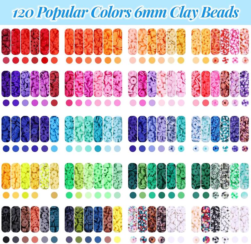 20,000PCS Clay Beads for Bracelet Making Kit, 120 Colors 6 Boxes Polymer Heishi Beads, Friendship Bracelet Kit for DIY Crafts, Earrings Necklace  Making Kit for Adults