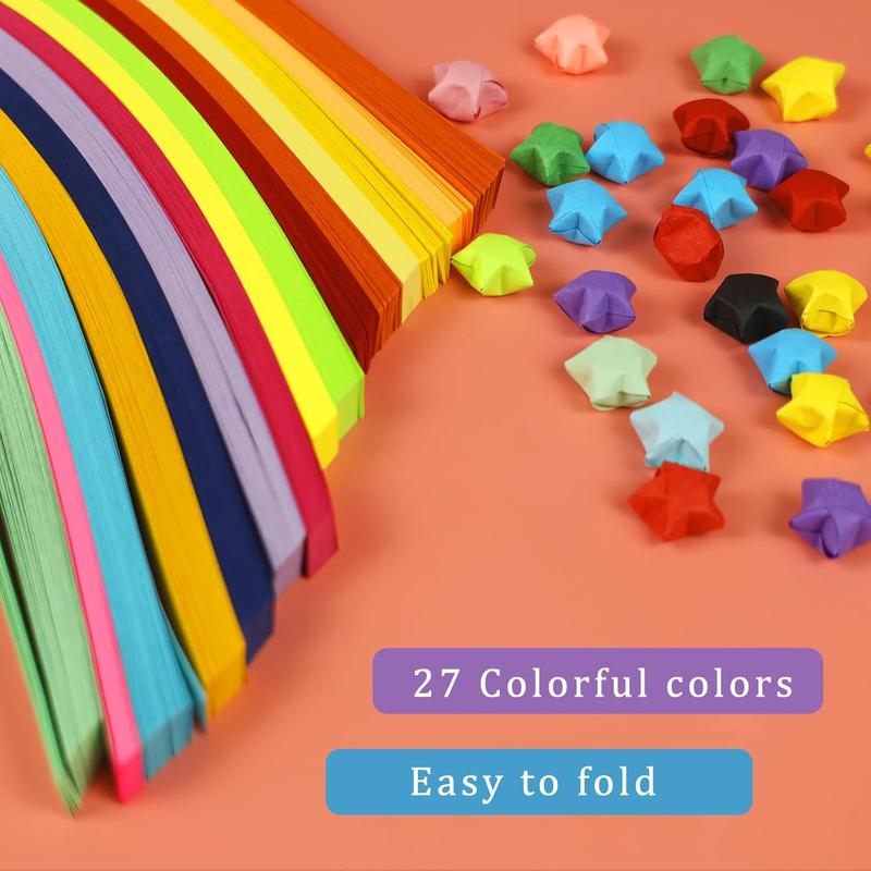 3024 Sheets Origami Star Paper Strips 27 Assortment Color Star Papers Lucky Wish Double Sided Origami Stars Paper Solid Color Diy Hand Art Crafts Gift For  And Adults (3024)