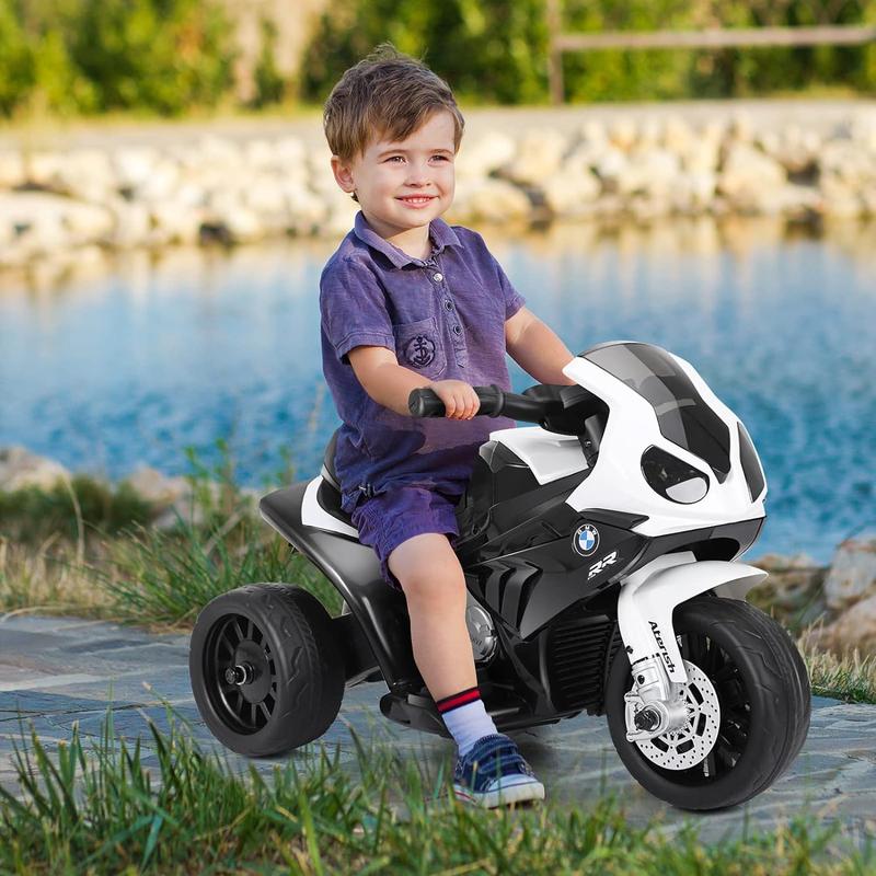 [LiveOnly] Costzon 6V Battery Powered 3 Wheels Motorcycle Toy, Ride on Motorcycle w Headlights &Music, Pedal