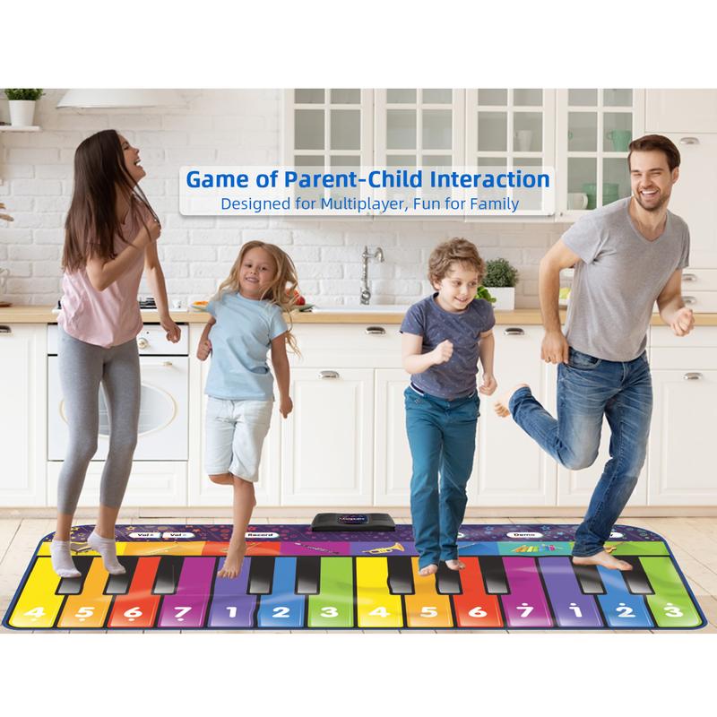 SUNLIN 6 ft. Giant Floor Piano Mat for Kids & Toddlers, Giant Piano Mat, 24 Keys, 10 Built in Songs, 8 Instrument Sounds, Record & Playback, Song Booklet, Musical Toy Gift for Boys & Girls Age 3 4 5 6 7 8 9