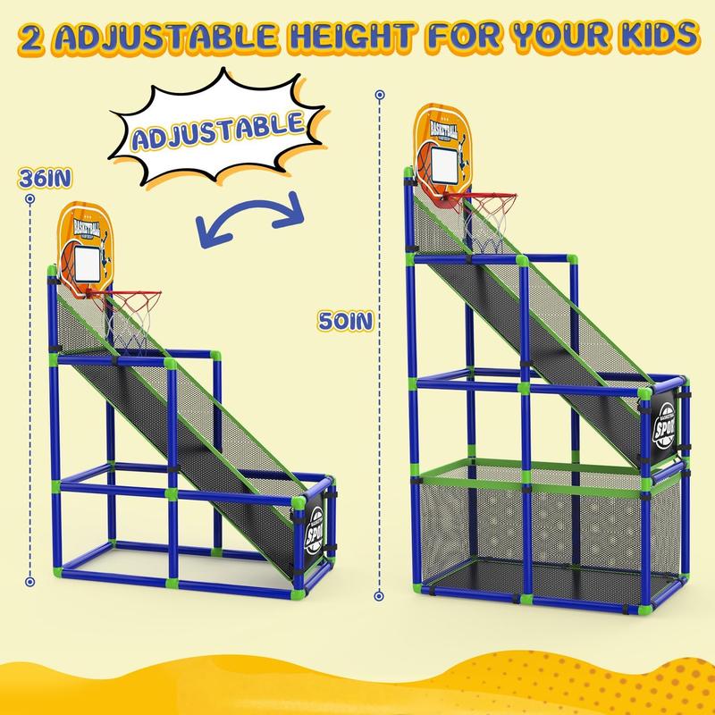 Toddler Arcade Basketball Hoop Game Indoor, Ajustable Height Indoor Basketball Hoop with Storage Design for Kids,Perfect Sports & Outdoor Play Toys for Kids Age 3-4 5-4 4-8